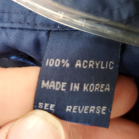 Sear's Vintage long sleeve Acrylic plaid men's button shirt. 17-17.5. Burg/Blue. - Picture 15 of 16